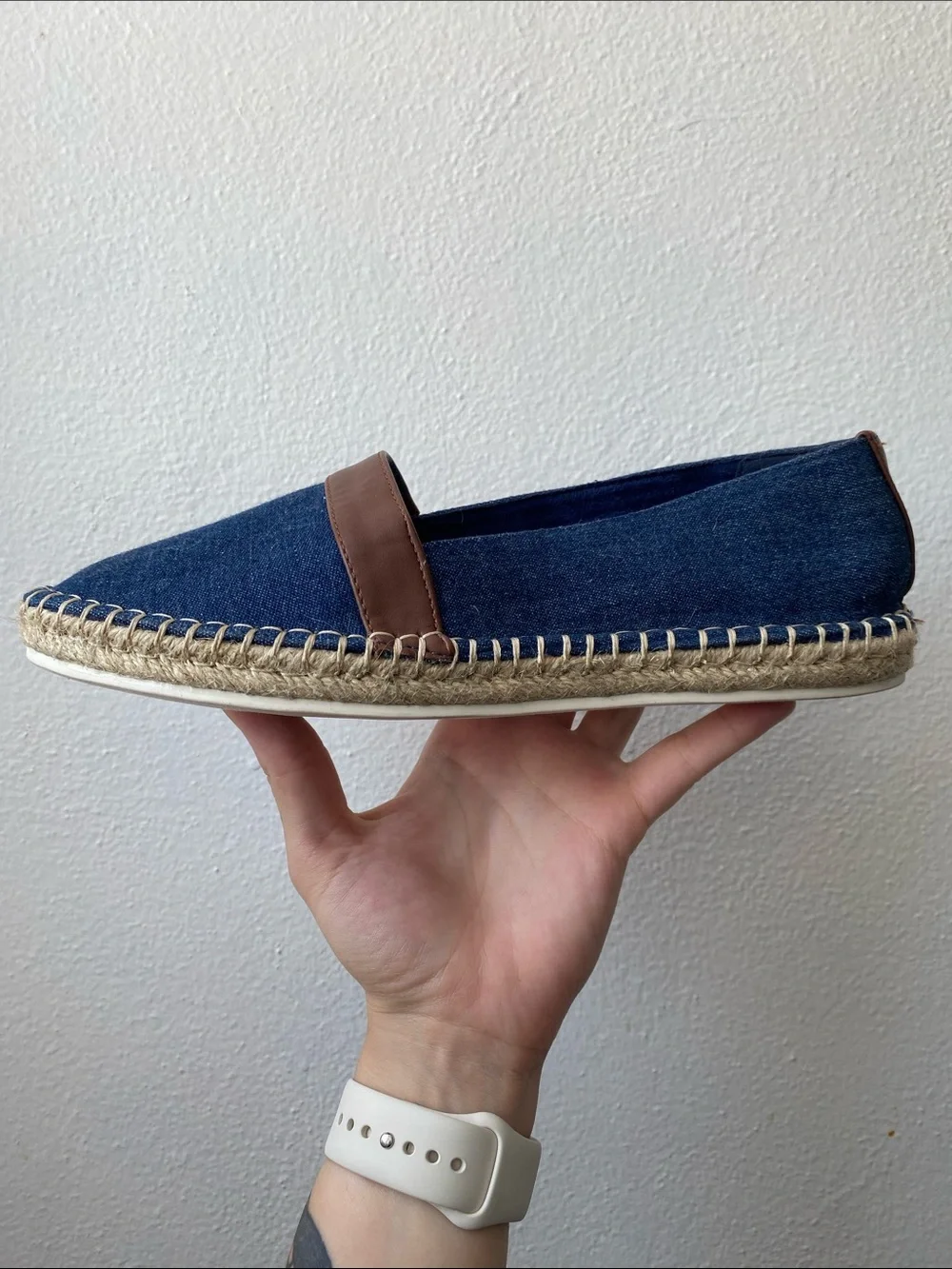 St. John's Bay Blue Denim Espadrilles with Brown Accent